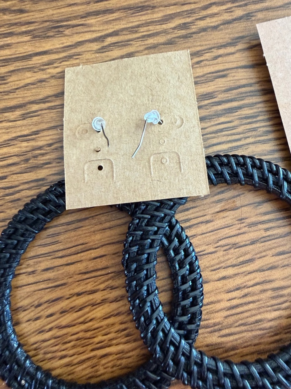 Black Woven Hoop + Leopard Statement Earrings Set | Lightweight NWOT Plunder - Picture 6 of 6